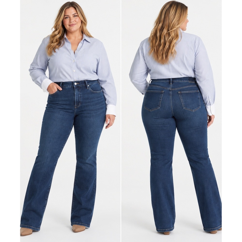 Good American Good Classic Slim Bootcut Jeans High Rise Indigo Blue 28 Plus NWT